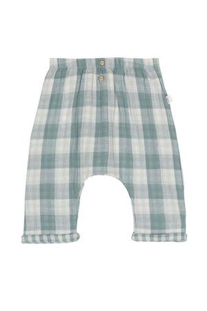 Pantaloni in cotone verde e bianco TEDDY & MINOU KIDS | E24PT011C3136536